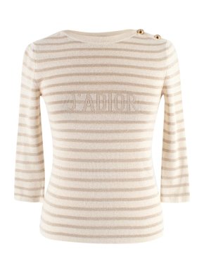 Christian Dior J'adior Striped Metallic Fine Knit Top