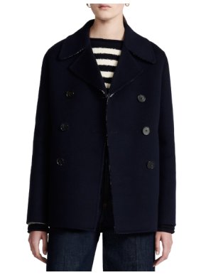 Dior Double Breasted Oblique Lined Virgin Wool Peacoat