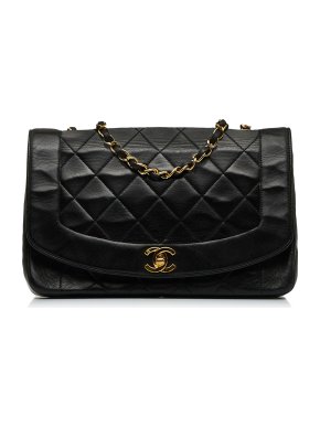 Chanel Vintage Black Diana Single Flap in Lambskin with Gold Hardware