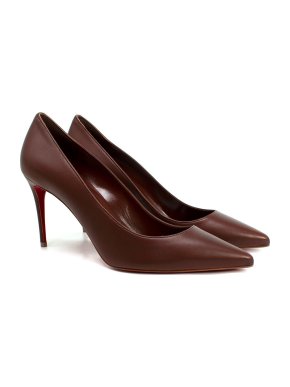 Christian Louboutin Kate 85 Brown Leather Pumps