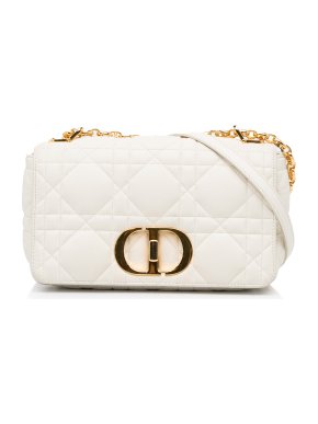 Christian Dior White Medium Cannage Caro Crossbody Bag