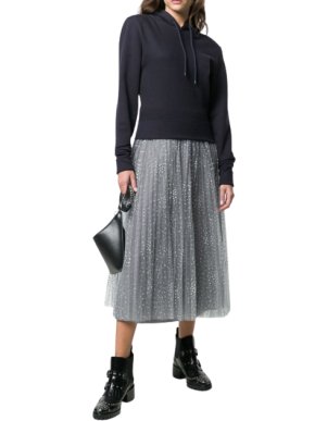 REDValetino Grey Tulle Polka Dot Skirt