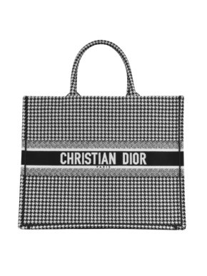 Dior Large Houndstooth Embroidered Book Tote