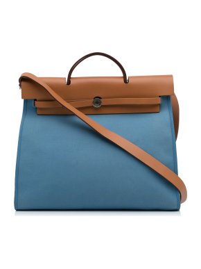 Hermes Blue Herbag Zip Toile 39 Shoulder Bag