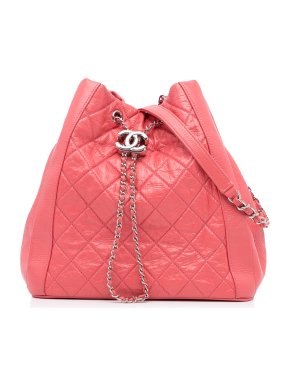 Chanel Pink CC Chain Drawstring Bucket Bag