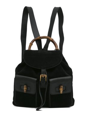 Gucci Black Bamboo Suede Backpack