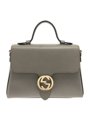 Gucci Grey Small Dollar Calf Interlocking G Top Handle