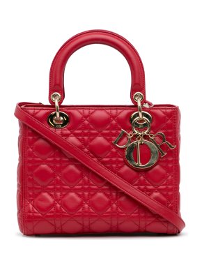 Dior Red Medium Cannage Lady Dior