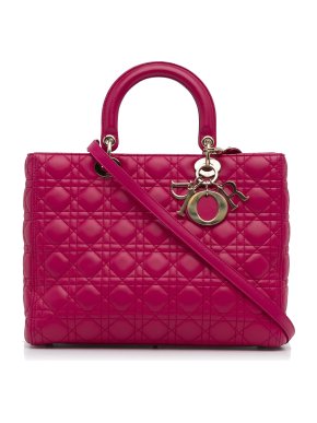 Dior Hot Pink Large  Lambskin Lady Dior