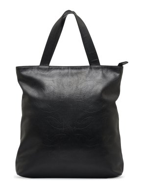 Chanel Black Leather CC Embossed Tote Bag