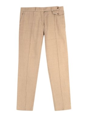 Celine Mid Rise Beige Linen Blend Tailored Trousers