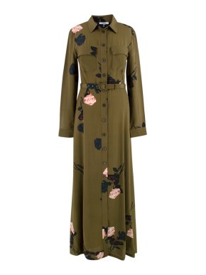 Ganni Khaki Floral Donaldson Dress