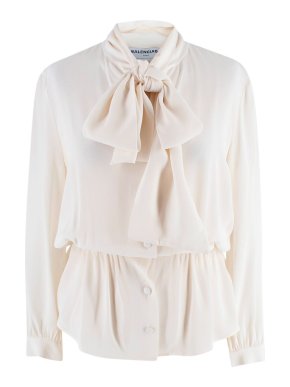 Balenciaga Cream  Pussybow  Silk Blouse