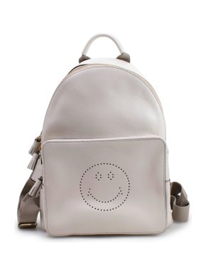 Anya Hindmarch Ivory Leather Smiley Backpack