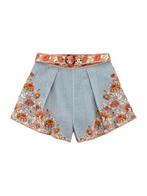 Zimmermann Andie Tuck Floral-Print High-Rise Linen Shorts