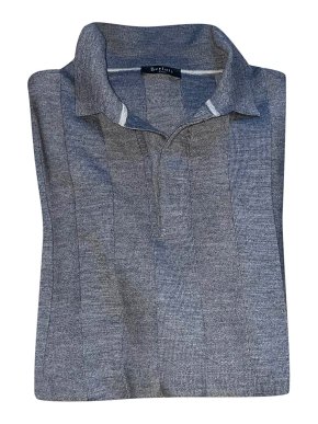 Berluti Grey Ribbed Long Sleeve Polo Shirt