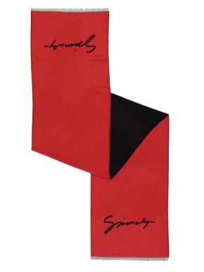 Givenchy Red and Black Wool Scarf