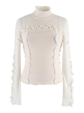 Fendi Cream Ruffled Sheer Check Top