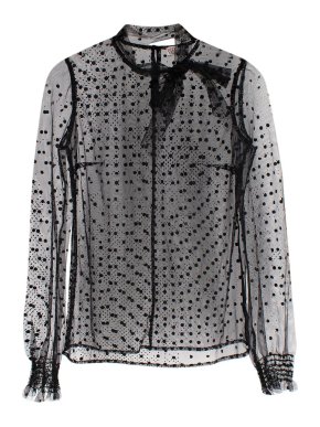 Red Valentino Polka Dot Black Mesh Top