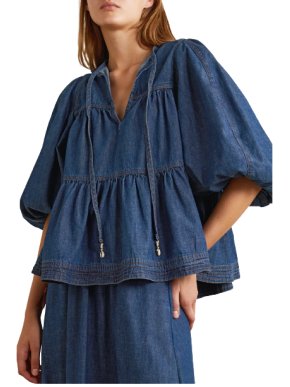 Zimmermann Moonshine Tiered Denim Blouse