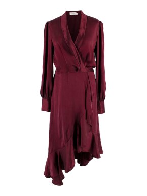 Zimmermann Asymmetric Ruffled Silk-satin Wrap Dress
