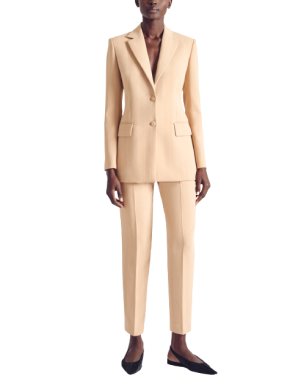 Emilia Wickstead Nude and White Pinstripe Suit