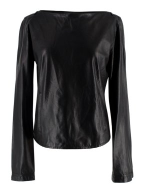 Gucci Zipper-neck Black Leather Top