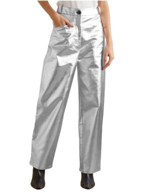 Khaite Preen coated cotton-blend twill wide-leg pants