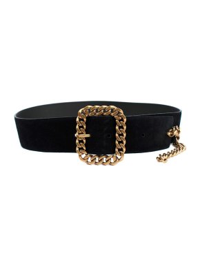 Saint Laurent Black Chain Embellished Suede Belt