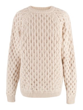 Isabel Marant Cream Merino Wool Cable Knit Jumper