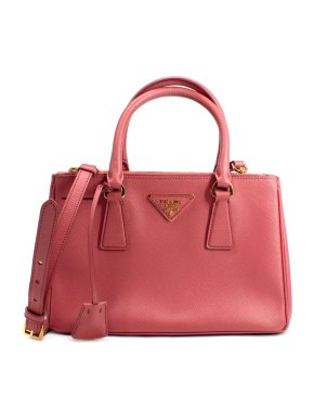 Prada Rose Pink Saffiano Leather Small Double Zip Tote