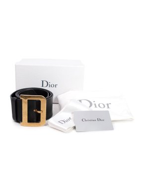 Dior Black Smooth Calfskin 35mm Diorquake Belt - Size 85