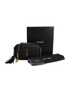 Saint Laurent Black Grain De Poudre Matelasse Mini Lou Crossbody Bag