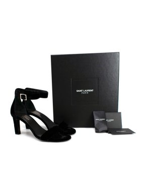 Saint Laurent Black Velvet Heeled Sandals