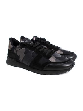 Valentino Black Rockrunner Camo Sneakers