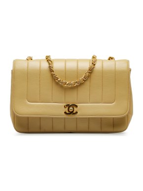 Chanel Vintage Mademoiselle Vertical Stripe Single Flap Bag