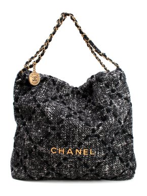 Chanel Black and White Tweed Large 22 Bag