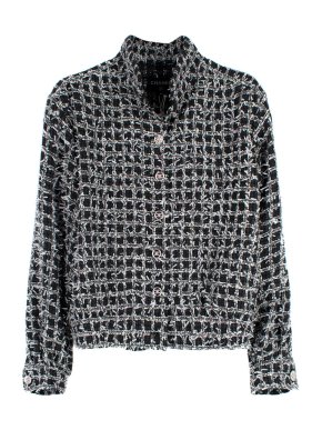 Chanel Runway 23A Grey Grid Tweed Jacket