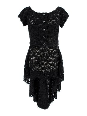 Chanel Black Sheer Lace High-low Dress