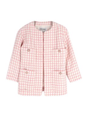 Chanel Pink and White Tweed 22S Jacket