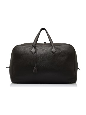Hermes Victoria 50 In Brown Clemence Leather with Palladium Hardware