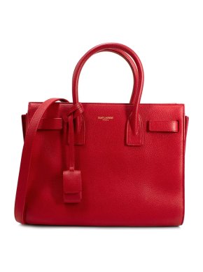 Saint Laurent Red Grained Leather Baby Sac De Jour Bag