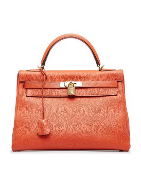 Hermes Orange Leather Togo Kelly 32
