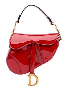 Dior Red Patent Leather Mini Saddle Bag