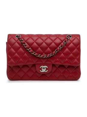 Chanel Red Medium Classic Lambskin Double Flap
