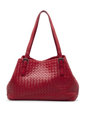 Bottega Veneta Red Medium Intrecciato Cesta Shoulder Bag