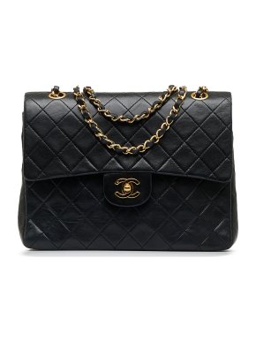 Chanel Black Medium Tall  Lambskin Double Flap Bag
