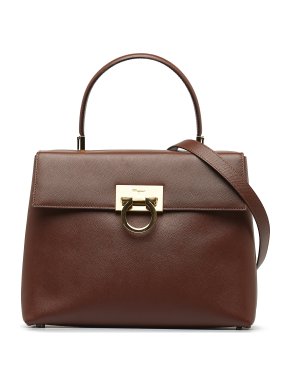 Salvatore Ferragamo Brown Gancini Top Handle