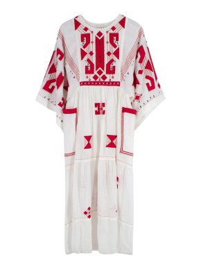 My Sleeping Gypsy Braille Long Dress in White and Red