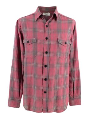 Saint Laurent Slim-fit Raw Hem Checked Cotton-blend Shirt